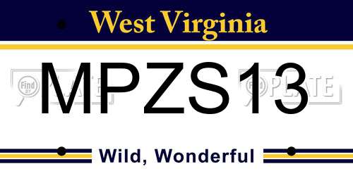 MPZS13 West Virginia License Plate