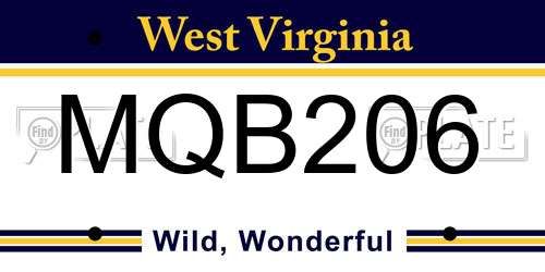 MQB206 West Virginia License Plate