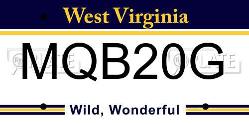 MQB20G West Virginia License Plate