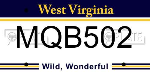 MQB502 West Virginia License Plate