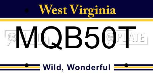 MQB50T West Virginia License Plate