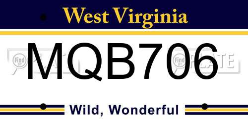 MQB706 West Virginia License Plate