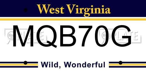 MQB70G West Virginia License Plate