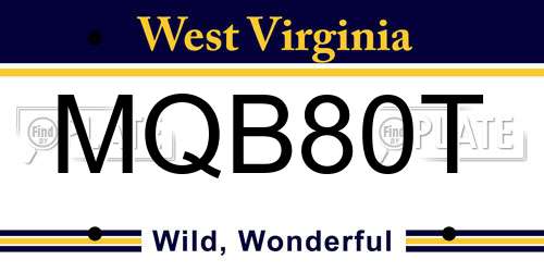 MQB80T West Virginia License Plate