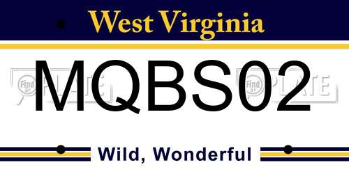 MQBS02 West Virginia License Plate