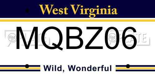 MQBZ06 West Virginia License Plate