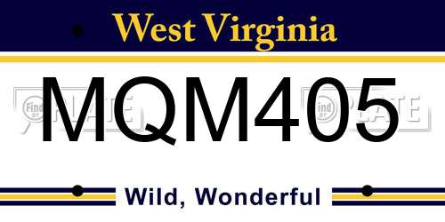 MQM405 West Virginia License Plate