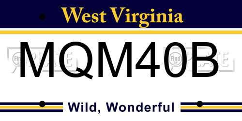MQM40B West Virginia License Plate