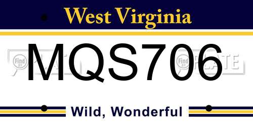 MQS706 West Virginia License Plate
