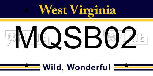 MQSB02 West Virginia License Plate