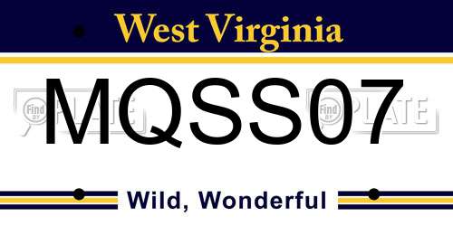 MQSS07 West Virginia License Plate