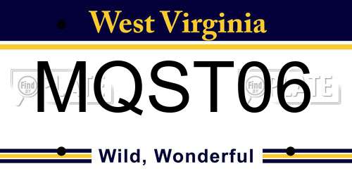 MQST06 West Virginia License Plate