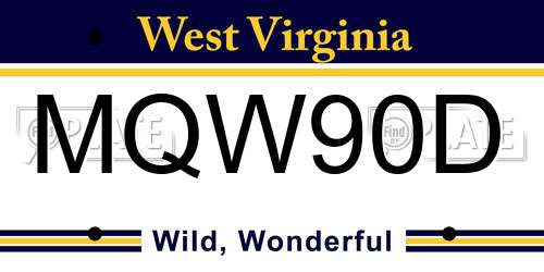 MQW90D West Virginia License Plate