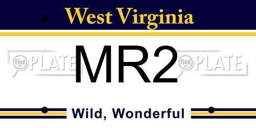 MR2 West Virginia License Plate