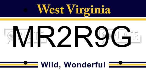 MR2R9G West Virginia License Plate