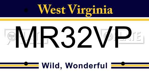 MR32VP West Virginia License Plate