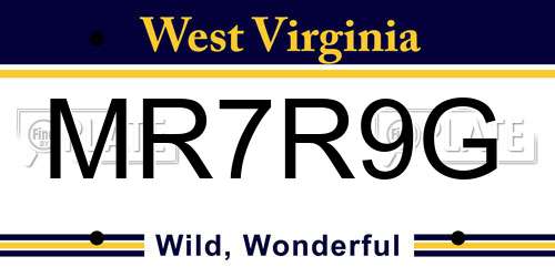 MR7R9G West Virginia License Plate