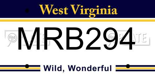 MRB294 West Virginia License Plate