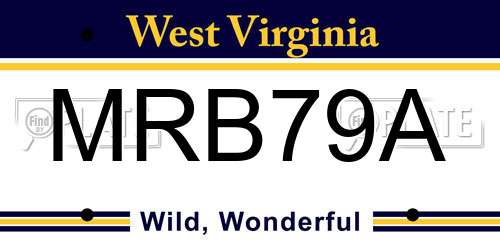 MRB79A West Virginia License Plate