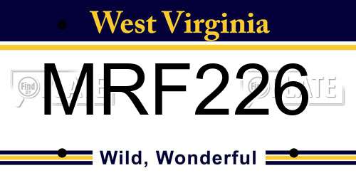 MRF226 West Virginia License Plate