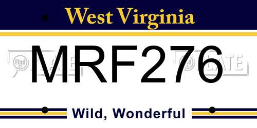 MRF276 West Virginia License Plate