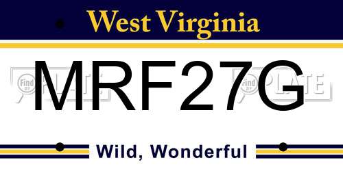 MRF27G West Virginia License Plate