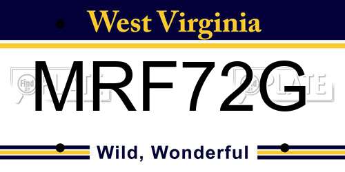 MRF72G West Virginia License Plate