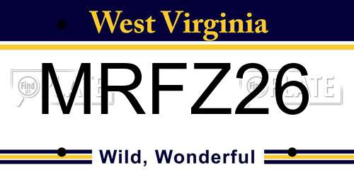MRFZ26 West Virginia License Plate