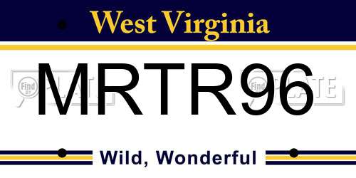 MRTR96 West Virginia License Plate