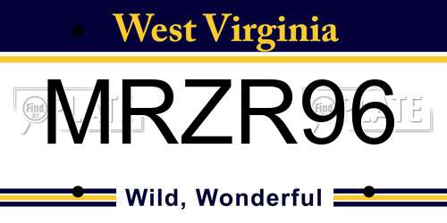MRZR96 West Virginia License Plate