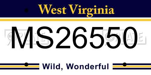 MS26550 West Virginia License Plate