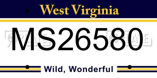 MS26580 West Virginia License Plate