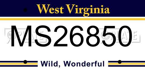 MS26850 West Virginia License Plate