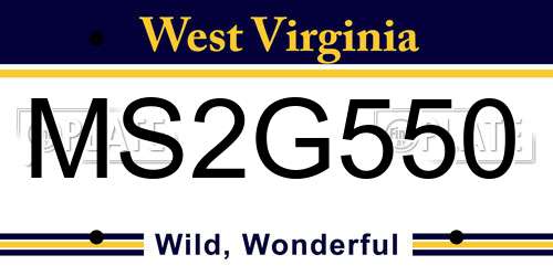 MS2G550 West Virginia License Plate