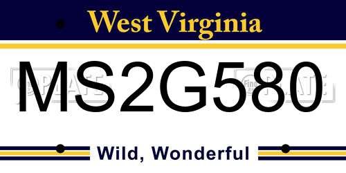 MS2G580 West Virginia License Plate