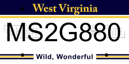 MS2G880 West Virginia License Plate