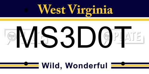 MS3D0T West Virginia License Plate