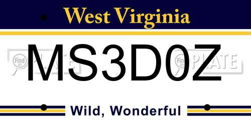 MS3D0Z West Virginia License Plate