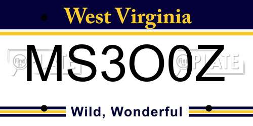 MS3O0Z West Virginia License Plate