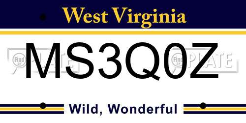 MS3Q0Z West Virginia License Plate
