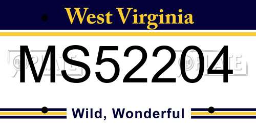 MS52204 West Virginia License Plate