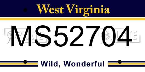 MS52704 West Virginia License Plate