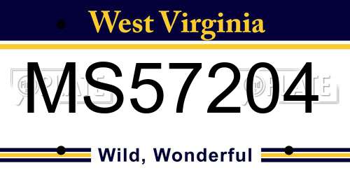 MS57204 West Virginia License Plate