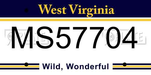 MS57704 West Virginia License Plate