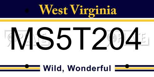 MS5T204 West Virginia License Plate