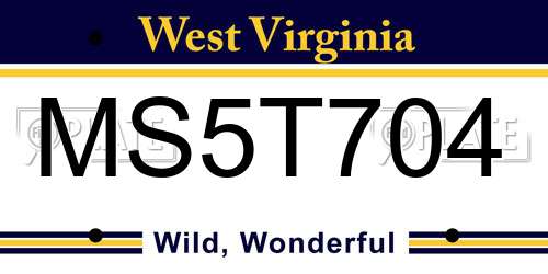 MS5T704 West Virginia License Plate