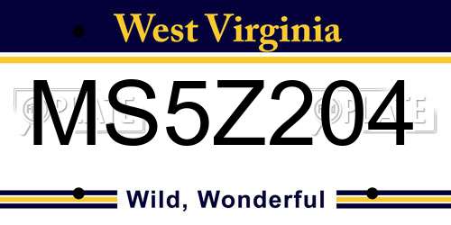 MS5Z204 West Virginia License Plate
