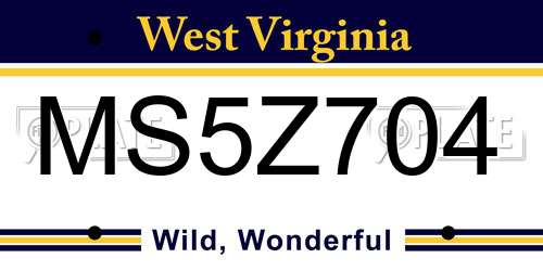 MS5Z704 West Virginia License Plate