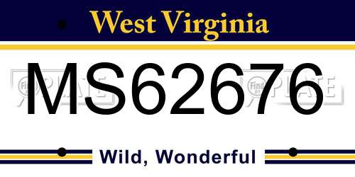 MS62676 West Virginia License Plate