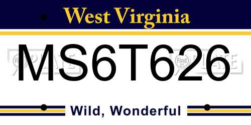 MS6T626 West Virginia License Plate